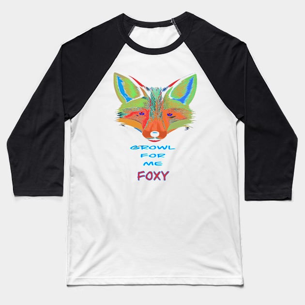 GROWL FOR ME FOXY PURPLE EYED FOX CUTE Baseball T-Shirt by sailorsam1805